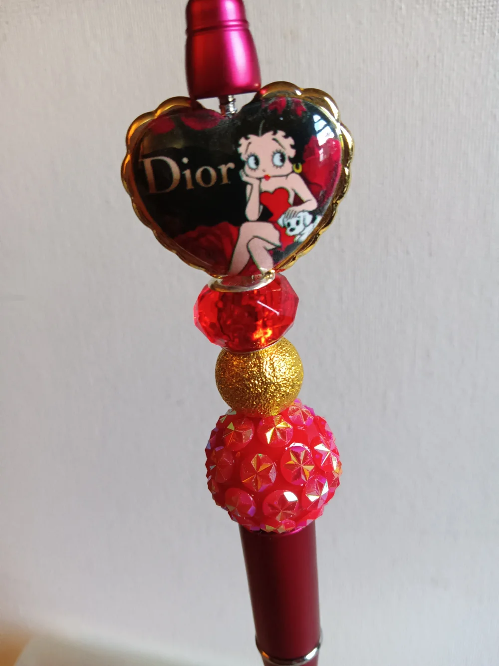 Red and Gold Betty Boop Decorative Beadable Pen